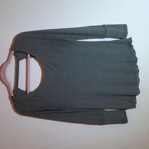 Olive Green Ribbed Long Sleeved Tee-M